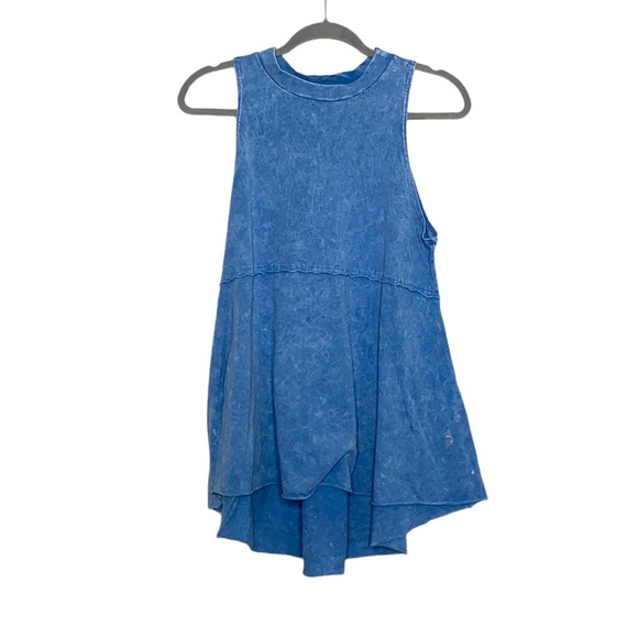 PPLA Women's Blue Stone Washed Flowy Tank Top Tunic Casual size Medium - Picture 1 of 7